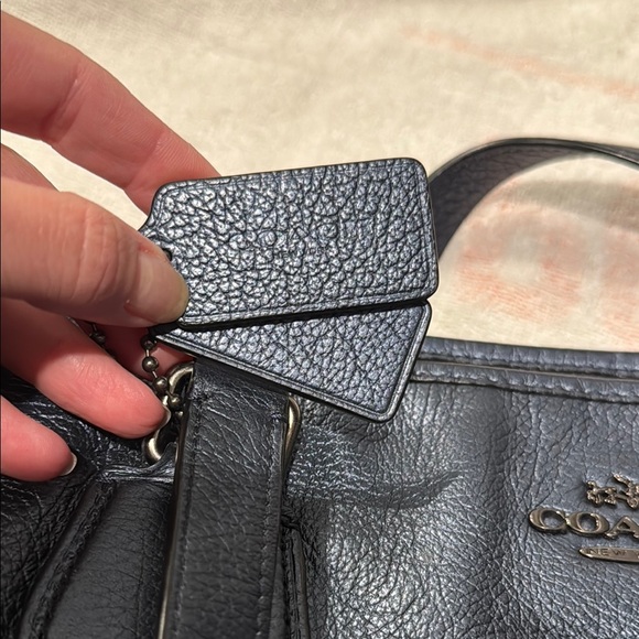 Metallic Navy Leather Coach Tote Bag - Picture 8 of 9